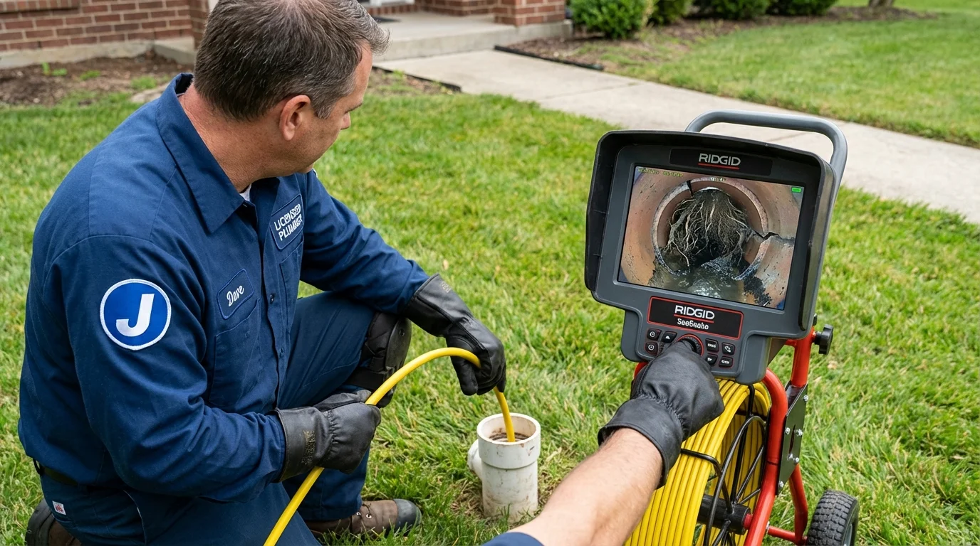 Sewer camera inspection being performed by Johns Plumbing LLC in Fords